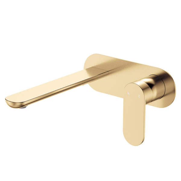 Empire Slim Basin/Bath Wall Mixer Set, Oval Plate, 200mm Outlet, Urban Brass
