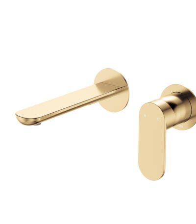 Empire Slim Basin/Bath Wall Mixer Set, Round Plates, 160mm Outlet, Urban Brass