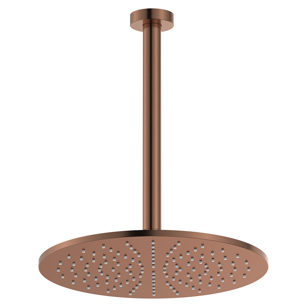 Empire Slim Ceiling Shower 300mm Head, 350mm Drop, Brushed Copper
