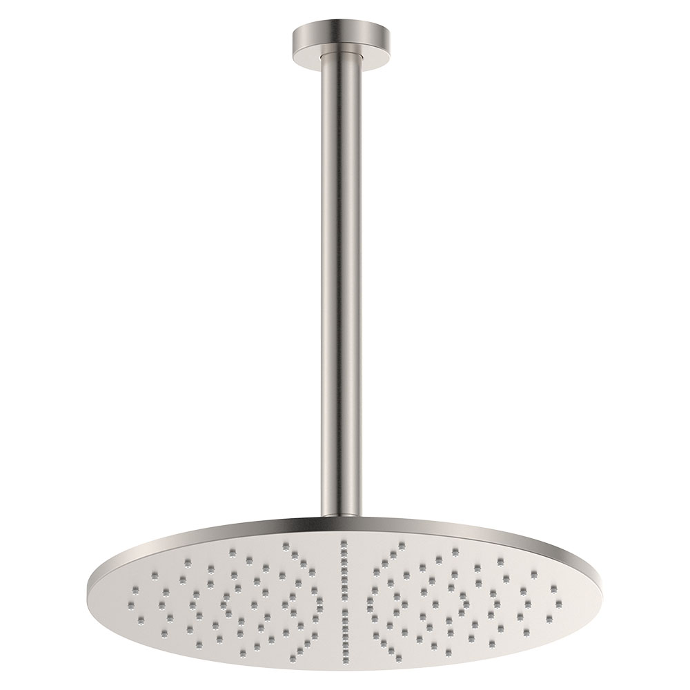 Empire Slim Ceiling Shower 300mm Head, 350mm Drop, Brushed Nickel