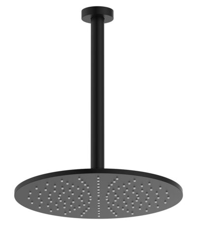 Empire Slim Ceiling Shower 300mm Head, 350mm Drop, Matte Black