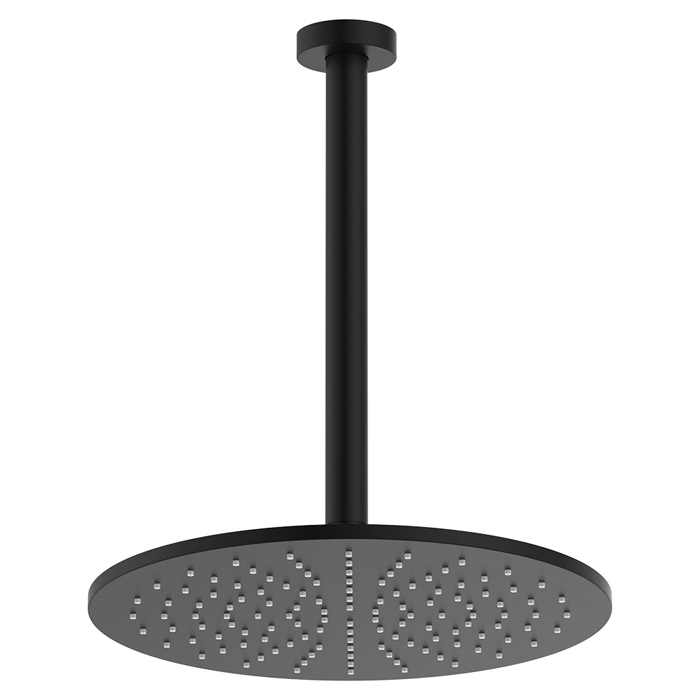 Empire Slim Ceiling Shower 300mm Head, 350mm Drop, Matte Black