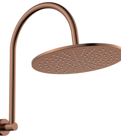 Empire Slim Curved Shower Arm Set, Brushed Copper