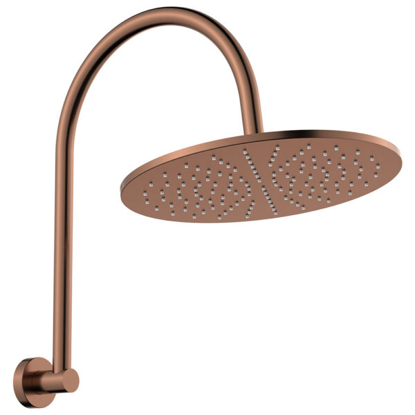 Empire Slim Curved Shower Arm Set, Brushed Copper