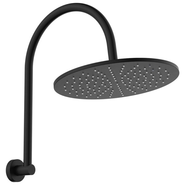 Empire Slim Curved Shower Arm Set, Matte Black