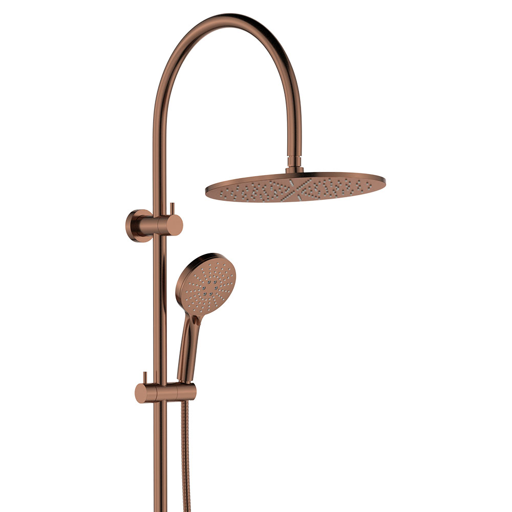 Empire Slim Curved Twin Shower, Brushed Copper