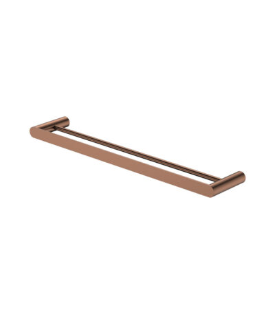 Empire Slim Double Towel Rail, 600mm, Brushed Copper