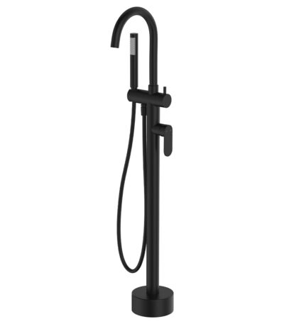 Empire Slim Floor Mounted Bath Mixer with Hand Shower, Matte Black