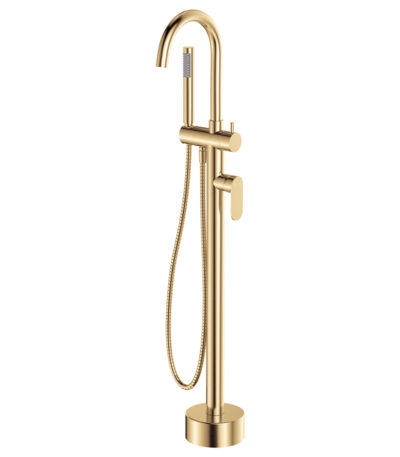 Empire Slim Floor Mounted Bath Mixer with Hand Shower, Urban Brass