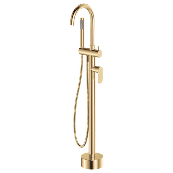 Empire Slim Floor Mounted Bath Mixer with Hand Shower, Urban Brass