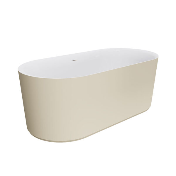 Empire Slim Freestanding Solid Surface/Acrylic Bath, 1500mm, Matte Khaki