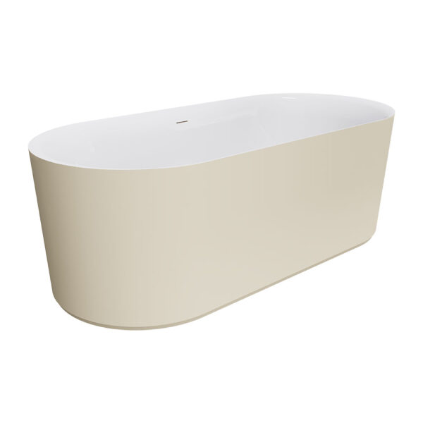 Empire Slim Freestanding Solid Surface/Acrylic Bath, 1700mm, Matte Khaki