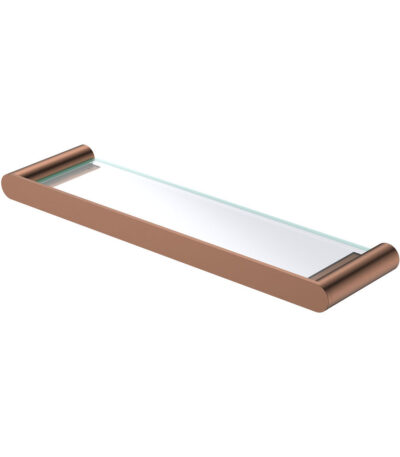 Empire Slim Glass Shelf, Brushed Copper