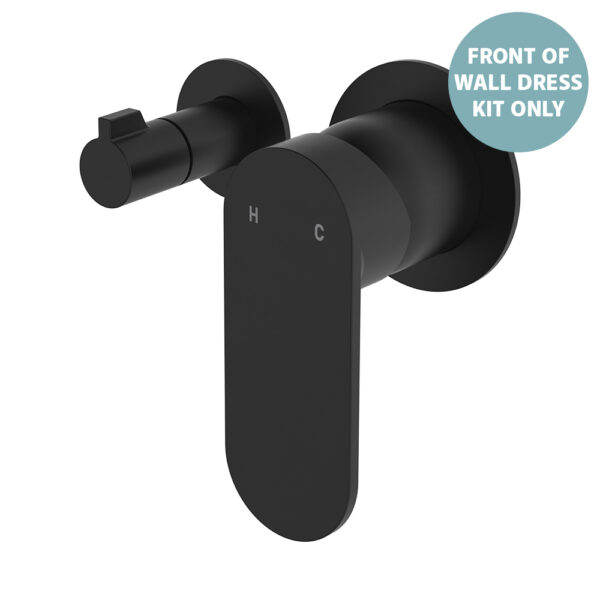 Empire Slim Wall Diverter Mixer Dress Kit, Small Round Plates, Horizontal, Matte Black