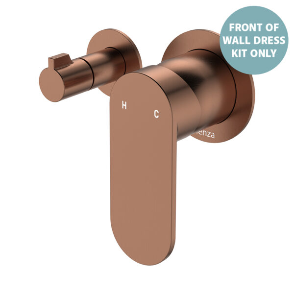 Empire Slim Wall Diverter Mixer Dress Kit, Small Round Plates, Horizontal, Brushed Copper