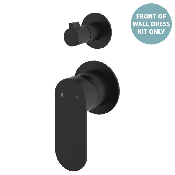 Empire Slim Wall Diverter Mixer Dress Kit, Small Round Plates, Vertical, Matte Black