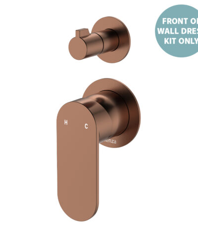 Empire Slim Wall Diverter Mixer Dress Kit, Small Round Plates, Vertical, Brushed Copper
