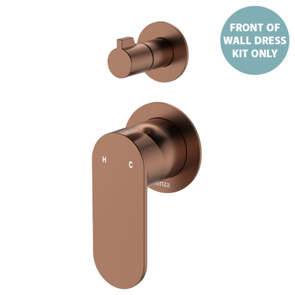 Empire Slim Wall Diverter Mixer Dress Kit, Small Round Plates, Vertical, Brushed Copper