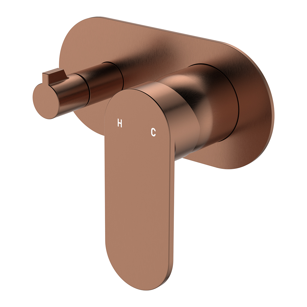 Empire Slim Wall Diverter Mixer, Large Oval Plate, Horizontal, Brushed Copper