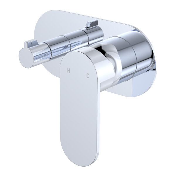 Empire Slim Wall Diverter Mixer, Large Oval Plate, Horizontal, Chrome