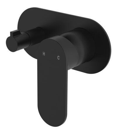 Empire Slim Wall Diverter Mixer, Large Oval Plate, Horizontal, Matte Black