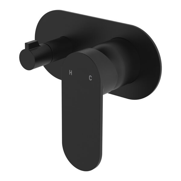 Empire Slim Wall Diverter Mixer, Large Oval Plate, Horizontal, Matte Black