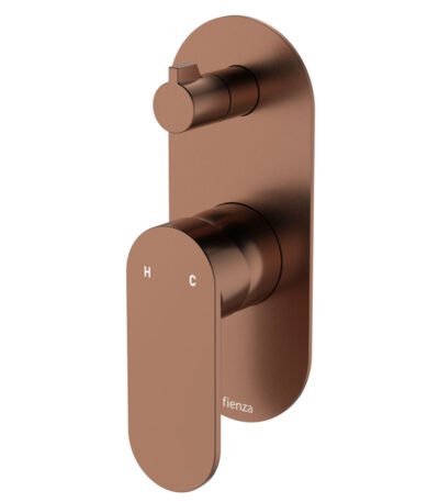 Empire Slim Wall Diverter Mixer, Large Oval Plate, Vertical, Brushed Copper
