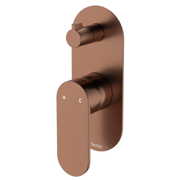 Empire Slim Wall Diverter Mixer, Large Oval Plate, Vertical, Brushed Copper