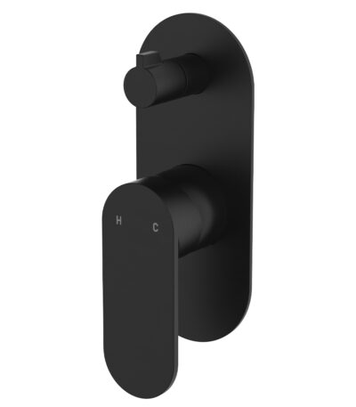 Empire Slim Wall Diverter Mixer, Large Oval Plate, Vertical, Matte Black