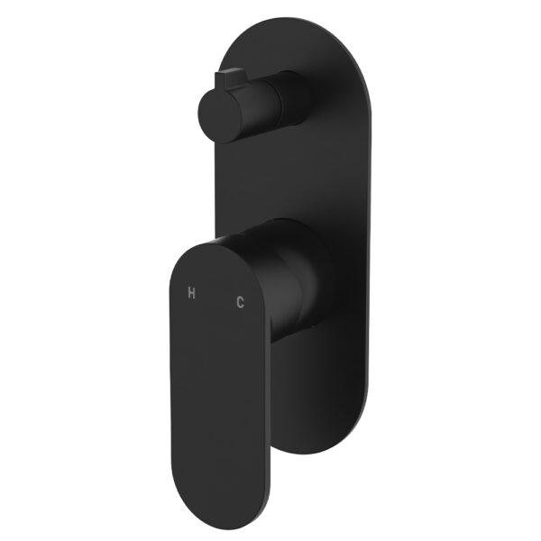 Empire Slim Wall Diverter Mixer, Large Oval Plate, Vertical, Matte Black