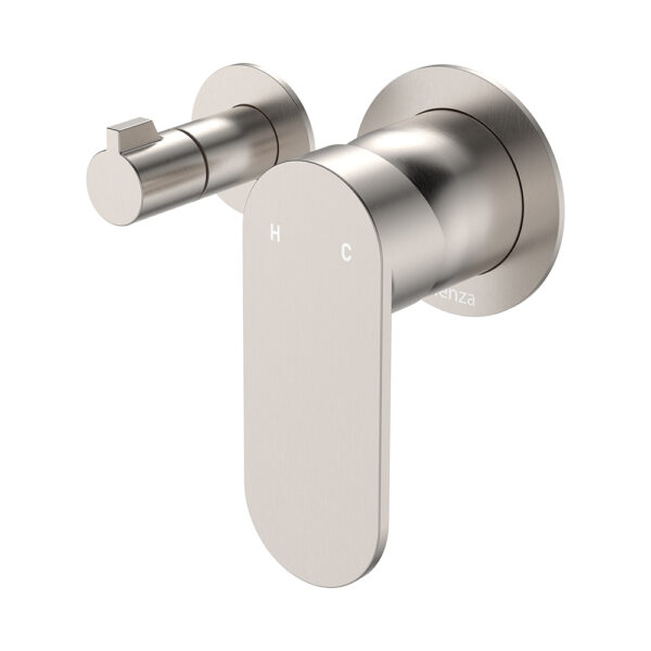 Empire Slim Wall Diverter Mixer, Small Round Plates, Horizontal, Brushed Nickel