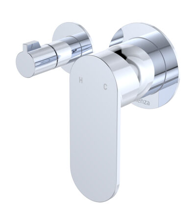 Empire Slim Wall Diverter Mixer, Small Round Plates, Horizontal, Chrome