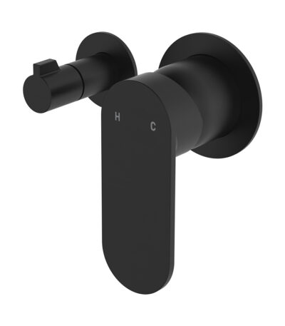 Empire Slim Wall Diverter Mixer, Small Round Plates, Horizontal, Matte Black