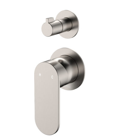 Empire Slim Wall Diverter Mixer, Small Round Plates, Vertical, Brushed Nickel