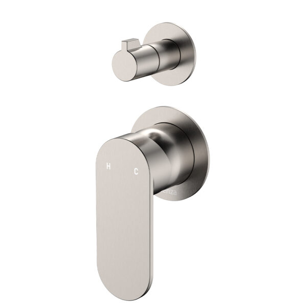 Empire Slim Wall Diverter Mixer, Small Round Plates, Vertical, Brushed Nickel