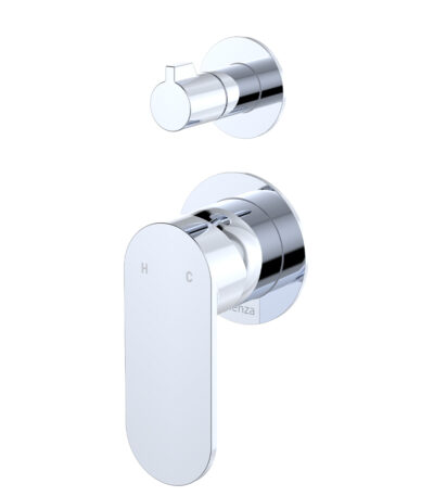 Empire Slim Wall Diverter Mixer, Small Round Plates, Vertical, Chrome
