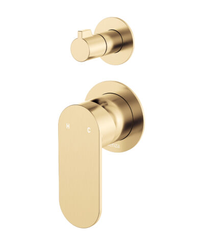 Empire Slim Wall Diverter Mixer, Small Round Plates, Vertical, Urban Brass