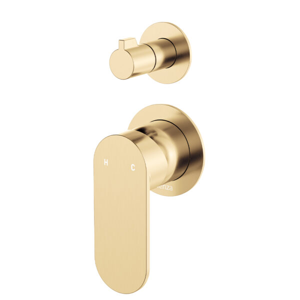 Empire Slim Wall Diverter Mixer, Small Round Plates, Vertical, Urban Brass