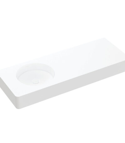 Encanto 1200 Solid Surface Wall Basin, Left-Hand Bowl, No Tap Hole