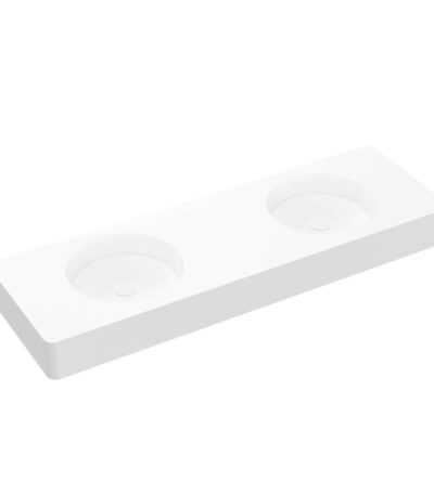 Encanto 1400 Solid Surface Wall Basin, Double Bowl, No Tap Hole