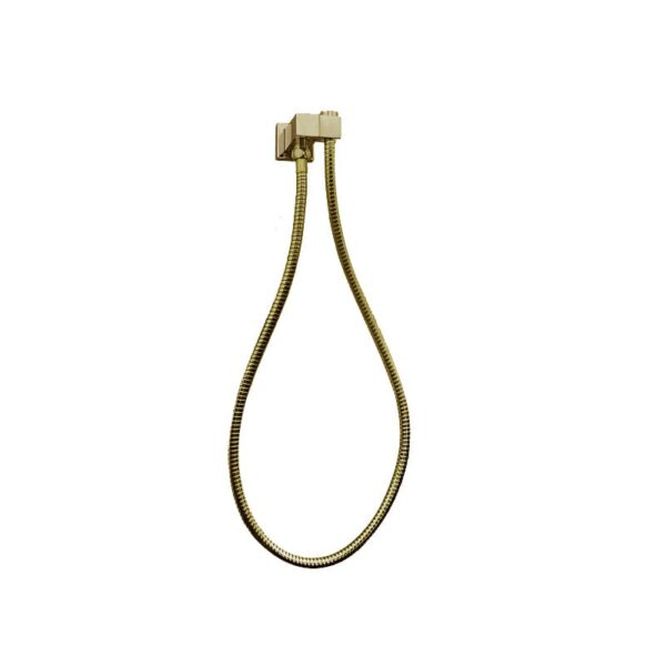 Esperia Brushed Yellow Gold Square Shower Holder Wall Connector & Hose