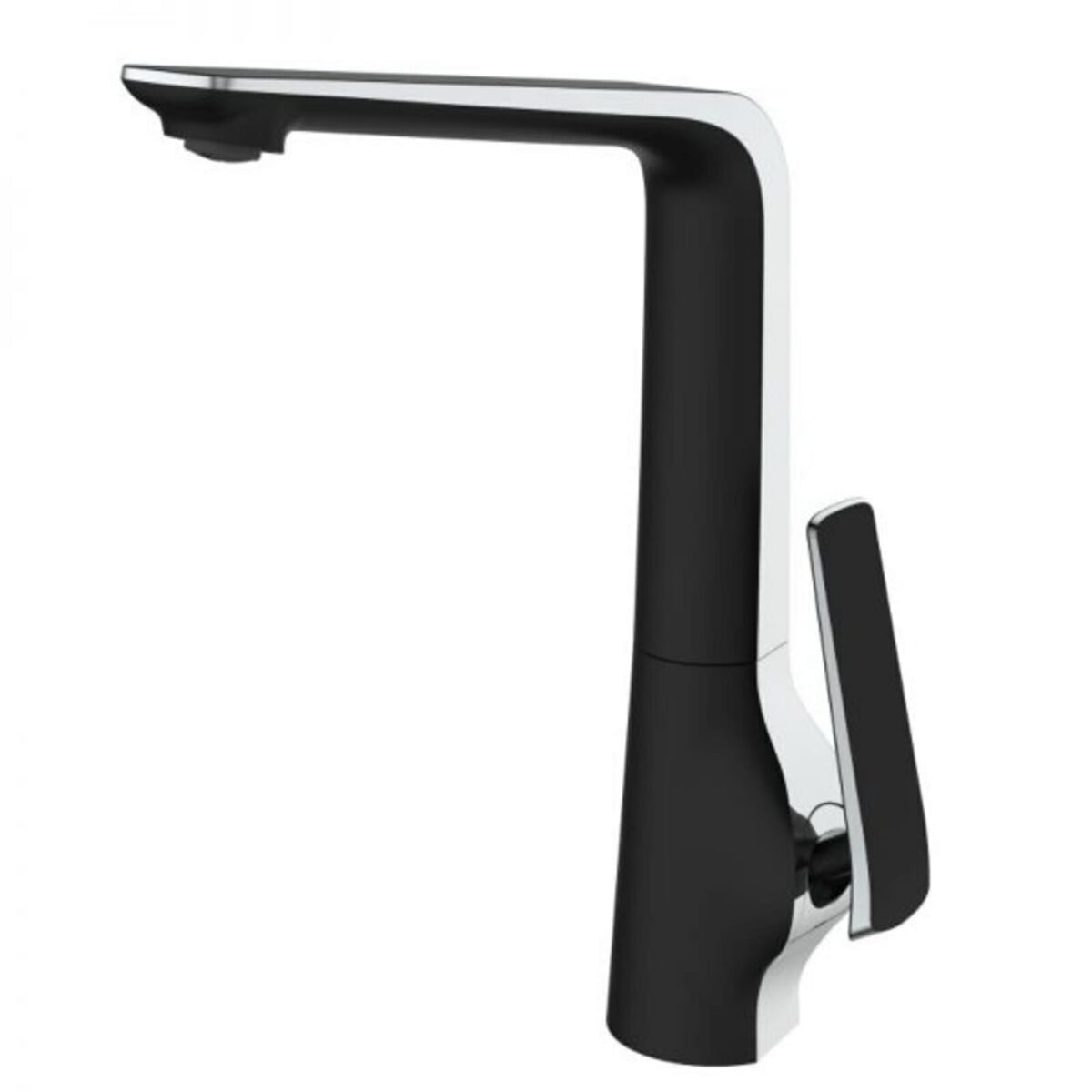 Esperia Chrome & Matt Black Solid Brass Tall Basin Mixer for kitchen | KT33.04-1