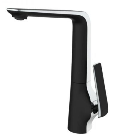 Esperia Chrome & Matt Black Solid Brass Tall Basin Mixer for kitchen | KT33.04-1