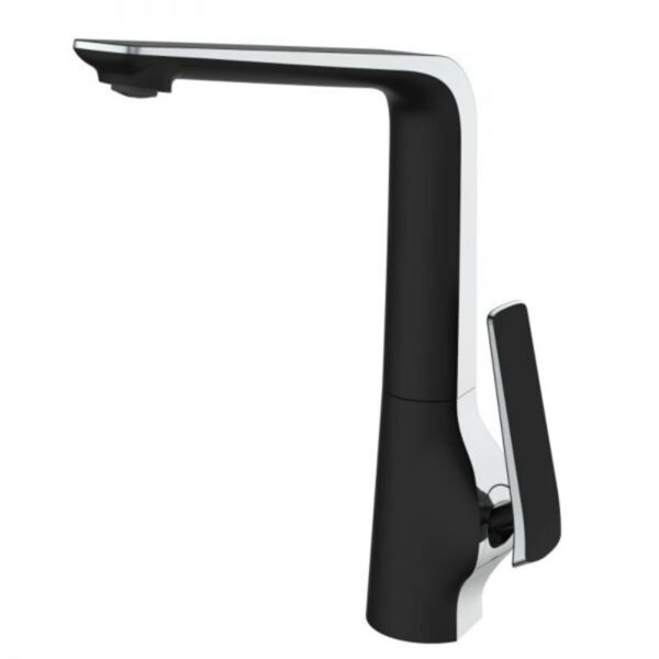 Esperia Chrome & Matt Black Solid Brass Tall Basin Mixer for kitchen | KT33.04-1