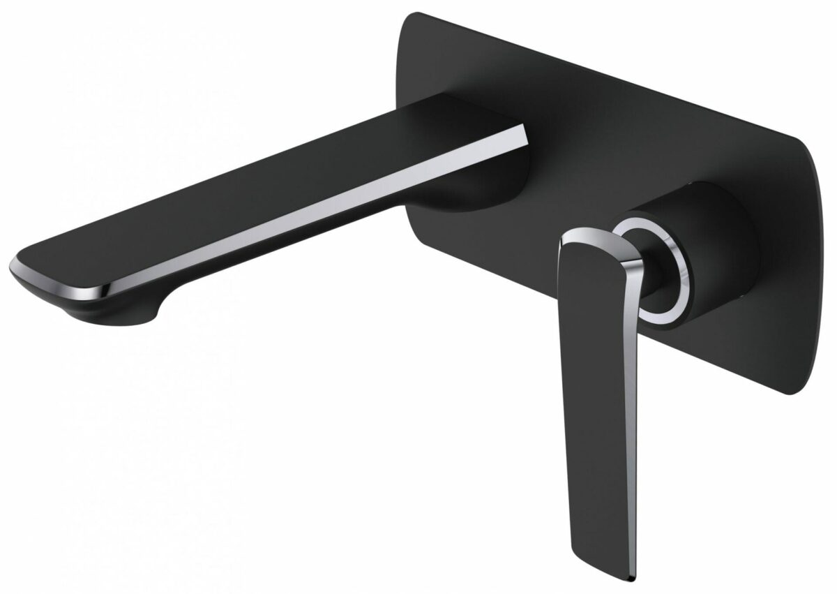 Esperia Matte Black & Chrome Wall Mixer With Spout