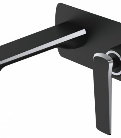 Esperia Matte Black & Chrome Wall Mixer With Spout
