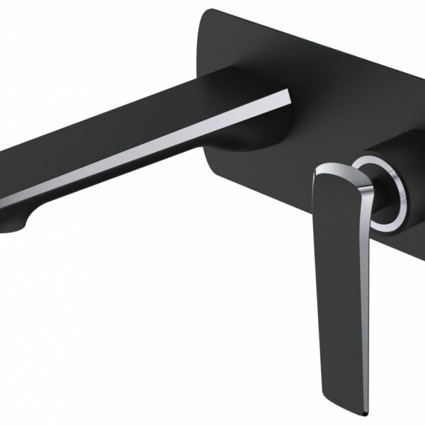 Esperia Matte Black & Chrome Wall Mixer With Spout