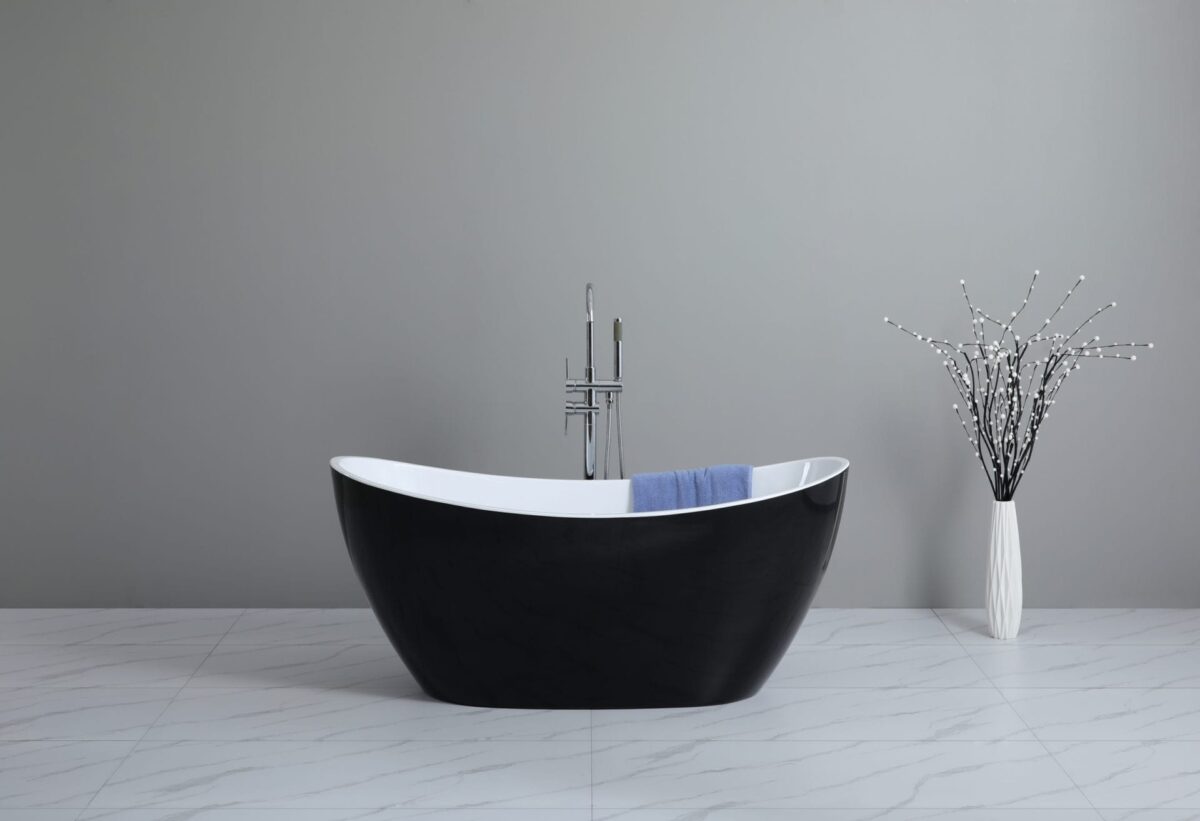 Evie Freestanding Bathtub - Gloss Black - No Overflow - 1500mm | EBT1500B
