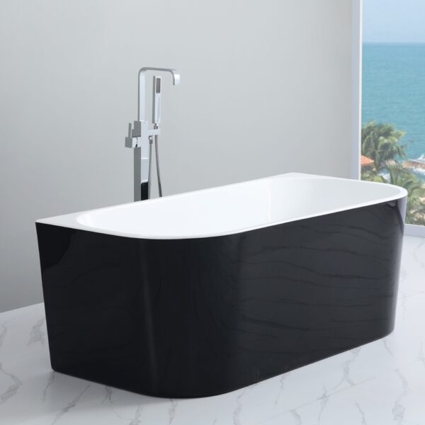 Evie Freestanding Bathtub - Matt Black/Matt White - No Overflow - 1400mm | MBBT-10-1400
