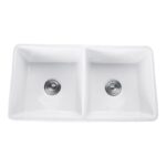 Fermentale Ceramic Kitchen Sink - Double Bowl - Gloss White - 845x465x250mm | KCSD845
